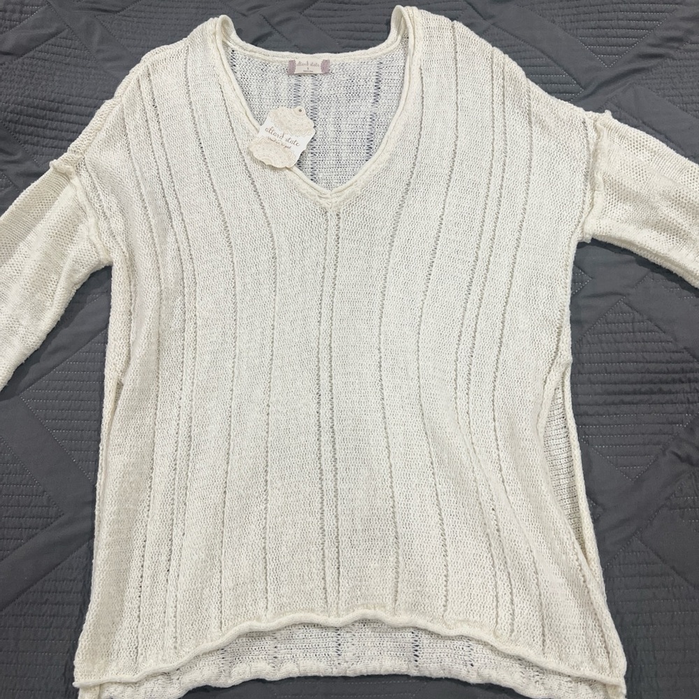 Altar'd State Cream V-Neck Sweater - Picture 3 of 9